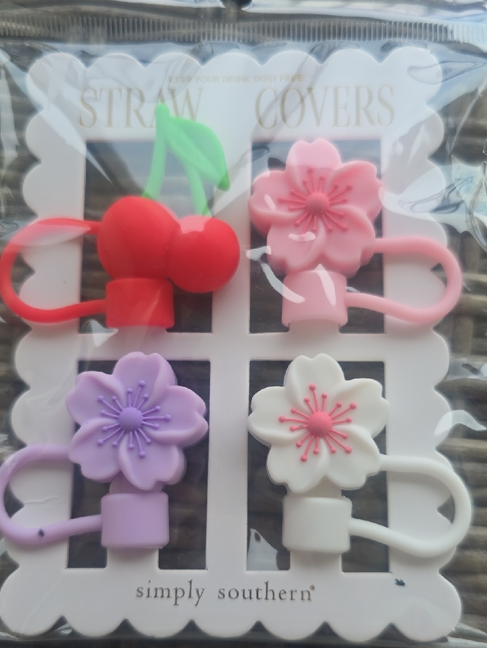 Simply Southern Silicone Straw Covers - Cherry, Pink, Purple, White, NWT